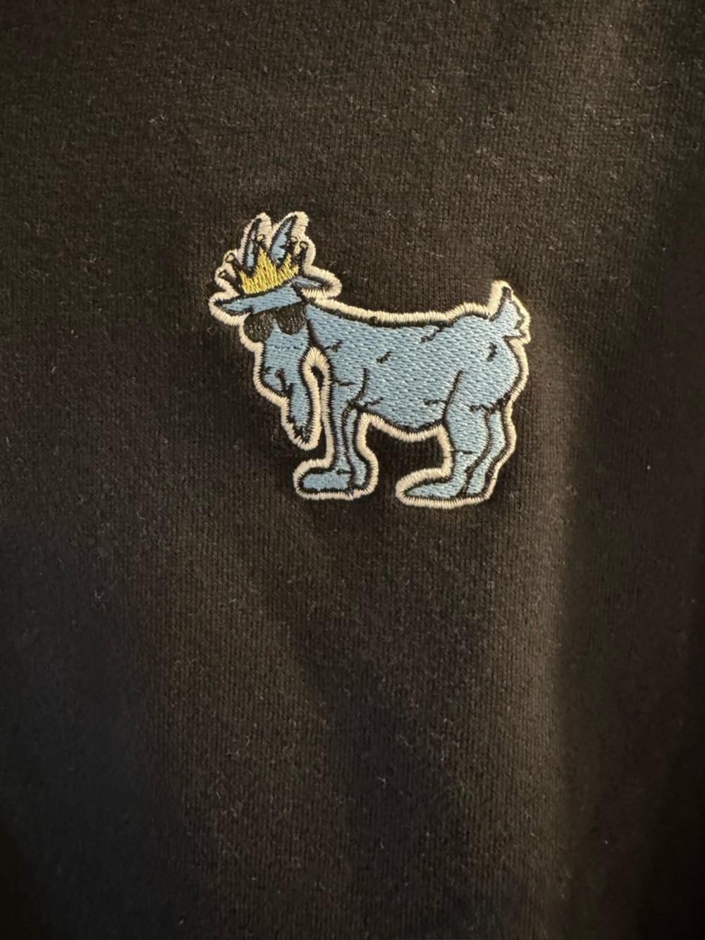 Classic Black Hoodie with Blue Embroidered Design - Picture 10 of 12